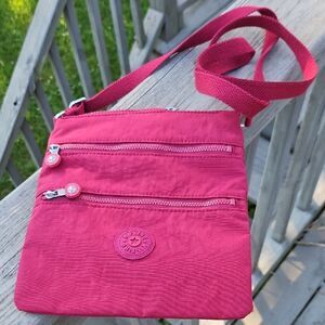Kipling Pink Nylon Crossbody Bag with Adjustable Strap